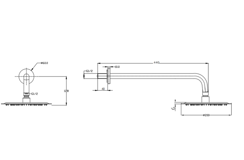 Kartell K-VIT Ottone Option 2 Concealed Thermostatic Shower Set with Fixed Overhead Drencher – Brushed Brass (SHO141OT)(SHO143OT)