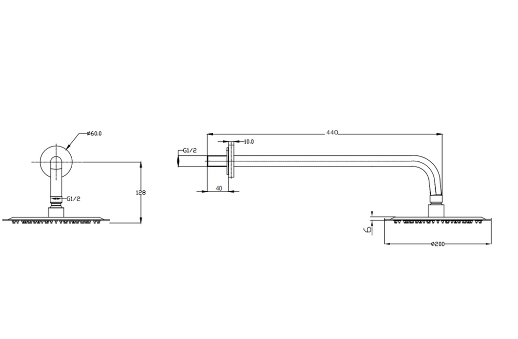 Kartell K-VIT Ottone Brushed Brass Option 2 Thermostatic Concealed Shower with Fixed Overhead Drencher (SHO141OT-SHO143OT)