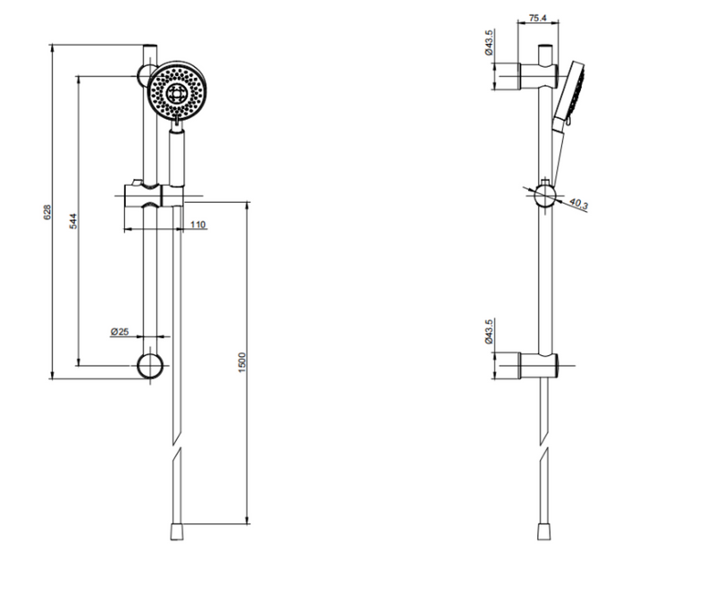 Kartell K-VIT Ottone Option 3 Concealed Thermostatic Shower Set with Adjustable Slide Rail Kit – Brushed Brass (SHO141OT)(SHO144OT)(SHO145OT)