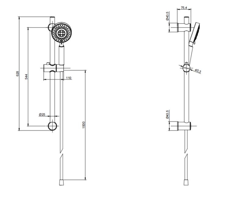 Kartell K-VIT Ottone Option 4 Concealed Thermostatic Shower Set with Adjustable Slide Rail Kit & Fixed Overhead Drencher – Brushed Brass (SHO142OT)(SHO144OT)(SHO143OT)(SHO145OT)