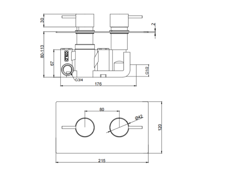 Kartell K-VIT Nero Round Option 3 Concealed Thermostatic Shower Set with Adjustable Slide Rail Kit – Matt Black (SHO045NR)(SHO057NR)(SHO088NR)