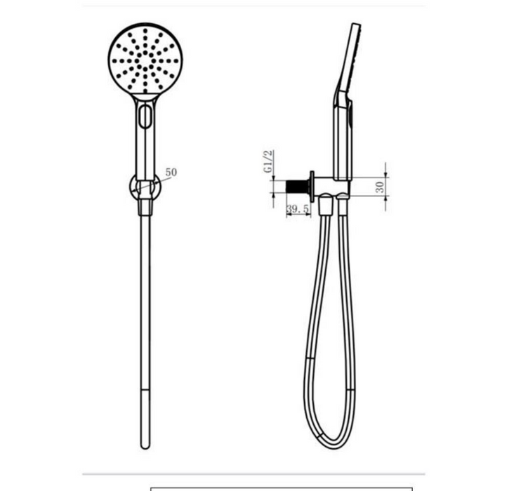 Kartell K-VIT Nero Round Option 5 Thermostatic Shower with Separate Handshower and Fixed Overhead Drencher (SHO046NR-SHO055NR-SHO107NR)