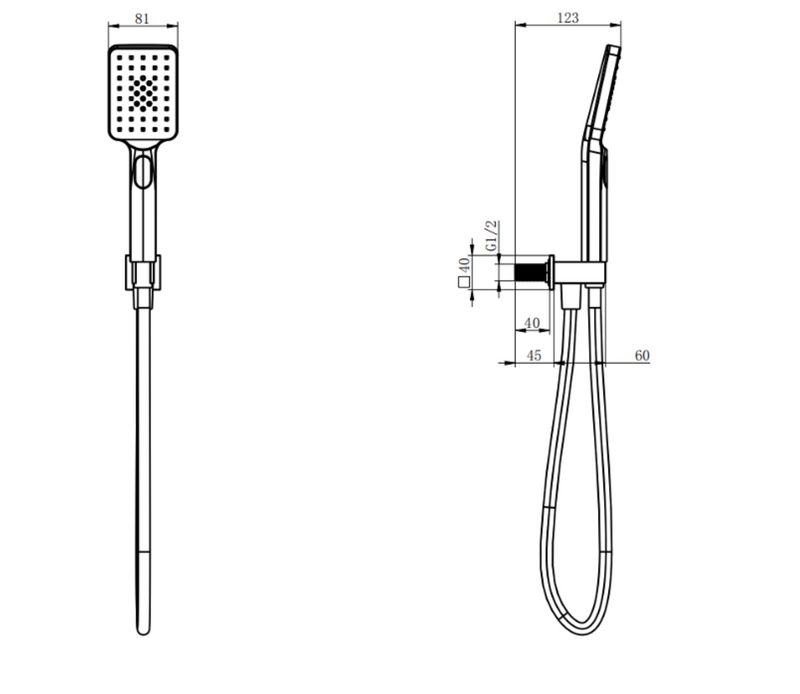 Kartell K-VIT Nero Square Option 5 Concealed Thermostatic Shower Set with Separate Hand Shower & Fixed Overhead Drencher – Matt Black (SHO049NS)(SHO056NS)(SHO108NS)