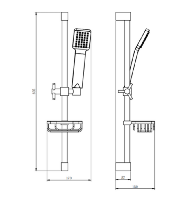 Kartell K-VIT Element Option 1 Thermostatic Concealed Shower with Adjustable Slide Rail Kit (SHO009EL)(SHO070CU)(SHO091OE)