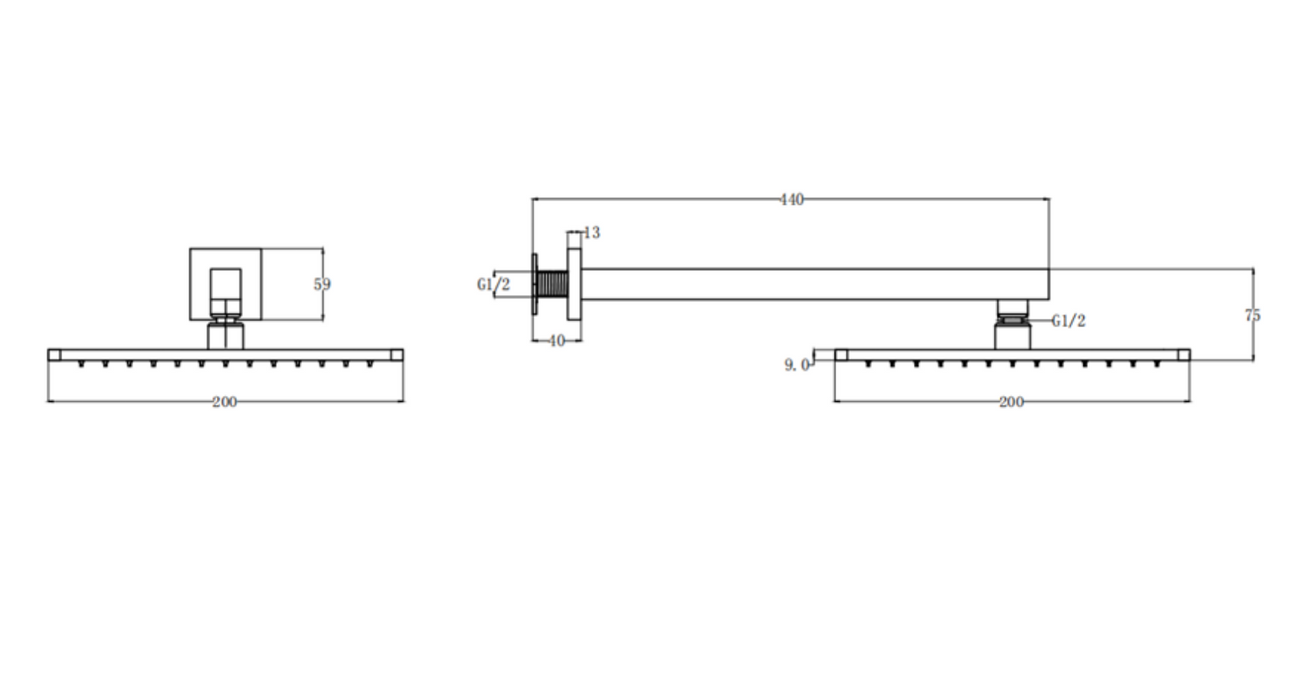 Kartell K-VIT Element Option 2 Thermostatic Concealed Shower with Fixed Overhead Drencher (SHO009EL)(SHO073CU)