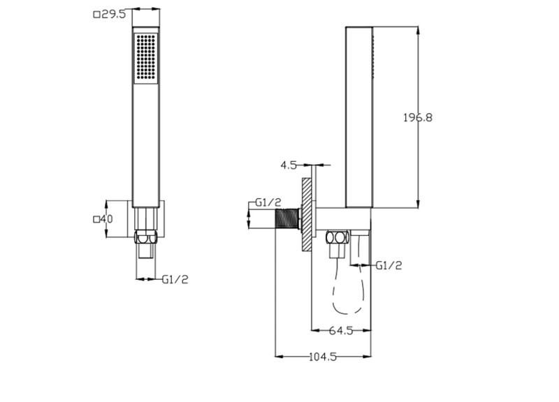 Kartell K-VIT Element Option 4 Concealed Thermostatic Shower Set with Separate Hand Shower & Overhead Drencher – Chrome (SHO010EL)(SHO073CU)(SHO106S)
