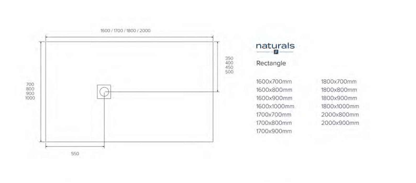 Kartell K-VIT Naturals Stone Effect Graphite Shower Tray 1700x800mm (STOR1708GP)