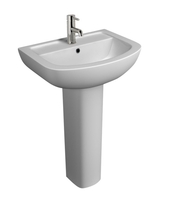 Kartell K-VIT Bijoux 550mm 1 Tap Hole Basin with Pedestal Options – White Gloss (BJX-55BAS)