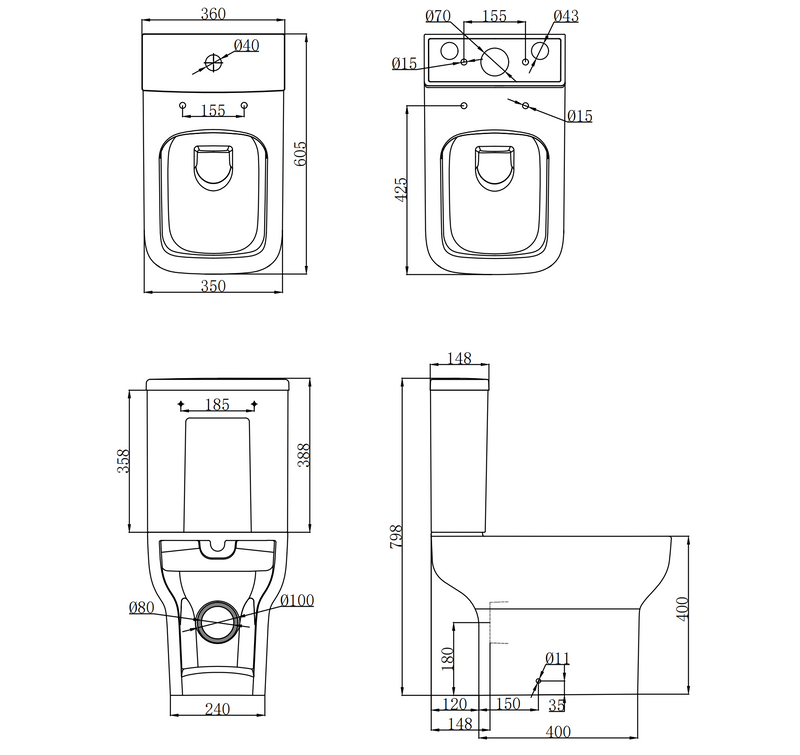 Kartell K-VIT Korsika Close Coupled WC Pan - White (POT665KO)