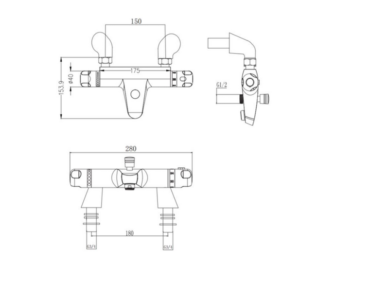 Kartell K-VIT Source Thermostatic Bath Shower Mixer-Chrome (SHO054SO)