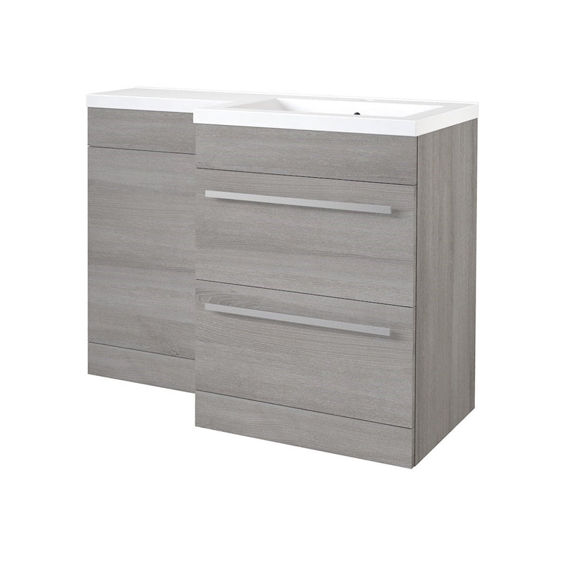 Kartell K-VIT Matrix 1100mm L-Shaped 2 Drawer Furniture Pack in Silver Oak - Right Hand