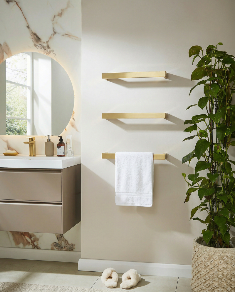 Kartell K-VIT Singola 12V Electric Towel Rail - Brushed Brass