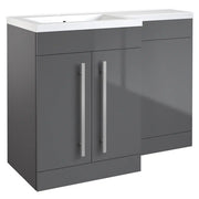 Kartell K-VIT Matrix 1100mm L-Shaped 2 Door Furniture Pack in Storm Grey Gloss - Left Hand