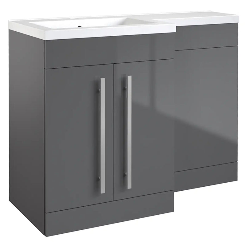 Kartell K-VIT Matrix 1100mm L-Shaped 2 Door Furniture Pack in Storm Grey Gloss - Left Hand