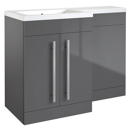 Kartell K-VIT Matrix 1100mm L-Shaped 2 Door Furniture Pack in Storm Grey Gloss - Left Hand