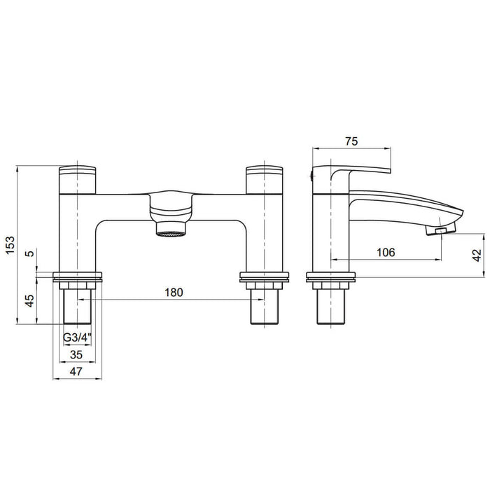 Tavistock Avid Deck Mounted Bath Filler - Chrome (TAV32)