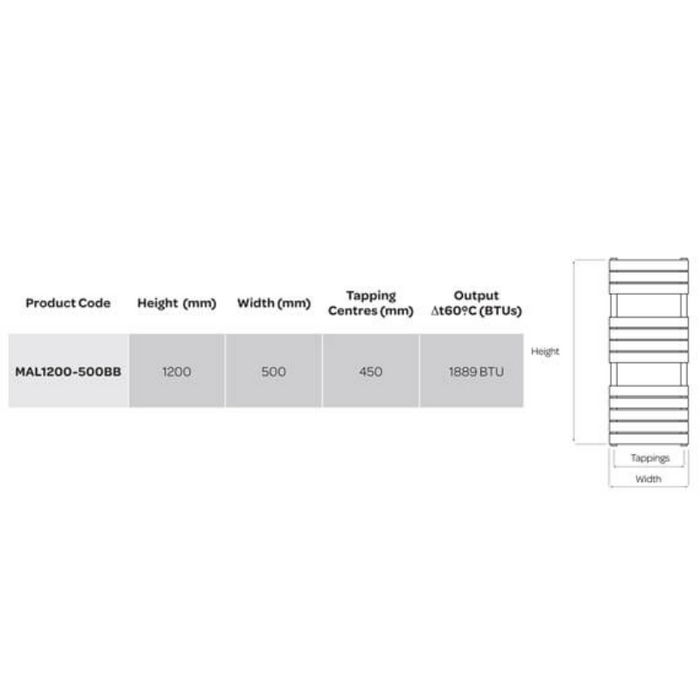 Kartell K-VIT Malibu Designer Brushed Brass Towel Rail 500mmx1200mm (MAL1200-500B)