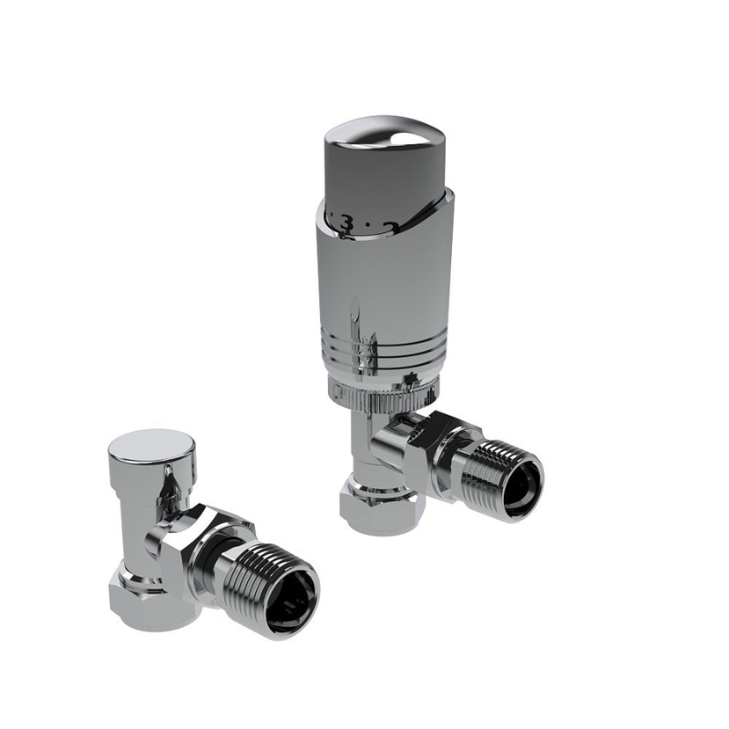 Kartell K-VIT K-Design Angled Twin Thermostatic Radiator Valve Pack Chrome (CR-TRV301A)