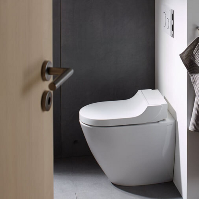 Geberit AquaClean Tuma Comfort Floorstanding Toilet - White Glass Back Plate (146310SI1)