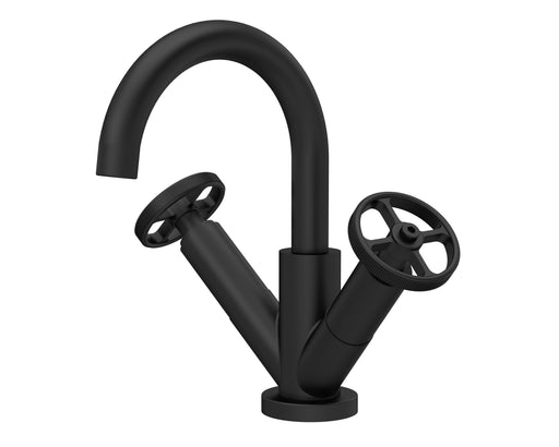 Nuie Revolution Matt Black Mono Basin Mixer with Push Button Waste — TIW415