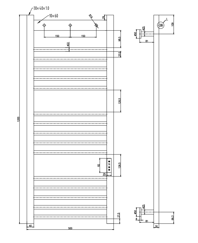 Kartell K-VIT Toro Electric Towel Rail - Matt Black