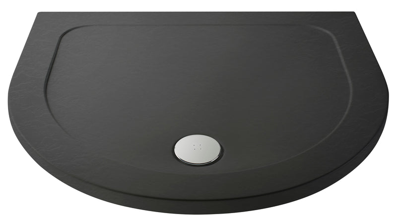 Nuie Slate Grey Slimline D-Shaped Shower Tray 1050 x 950mm