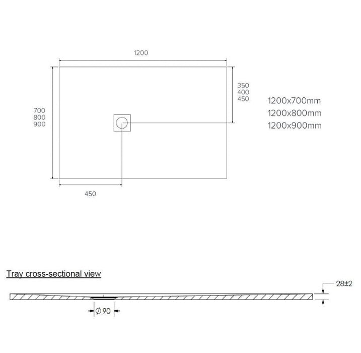Kartell K-VIT Naturals Stone Effect Graphite Shower Tray 1200x900mm (STOR1209GP)
