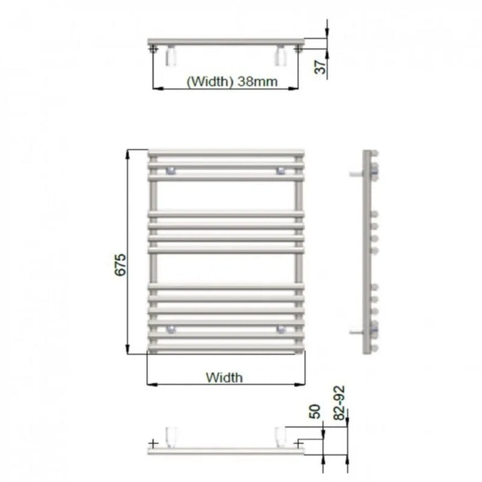 Redroom TT Lux Quartz White 675x496mm Heated Towel Rail (TTL07005005521)