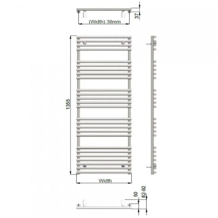 Redroom TT Lux Pacific Blue Heated Towel Rail 1355x496mm (TTL14005005519)