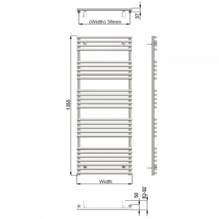 Redroom TT Lux Quartz White Heated Towel Rail 1355x496mm (TTL14005005521)