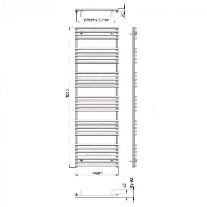 Redroom TT Lux Quartz White Heated Towel Rail 1635x496mm (TTL16005005521)