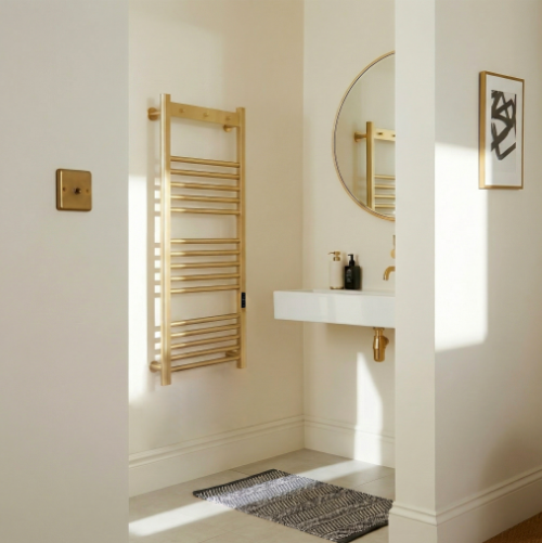 Kartell K-VIT Toro Electric Towel Rail - Brushed Brass