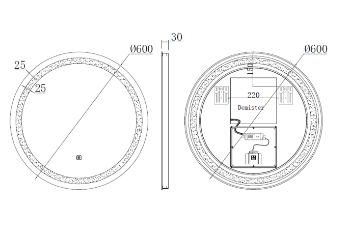 Kartell K-VIT Vista Round 600mm LED Mirror - Chrome (VI60)