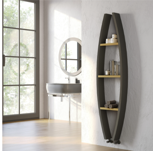 Kartell Winnipeg Aluminium Heated Towel Rail with Shelves