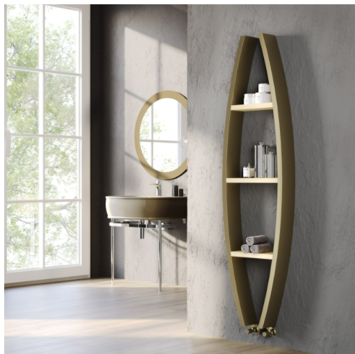Kartell Winnipeg Aluminium Heated Towel Rail with Shelves