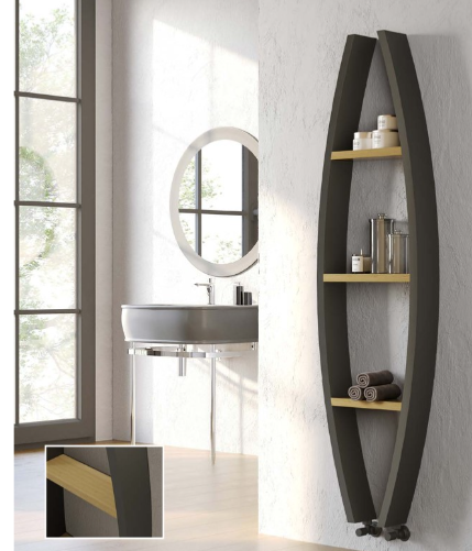 Kartell Winnipeg Aluminium Heated Towel Rail with Shelves