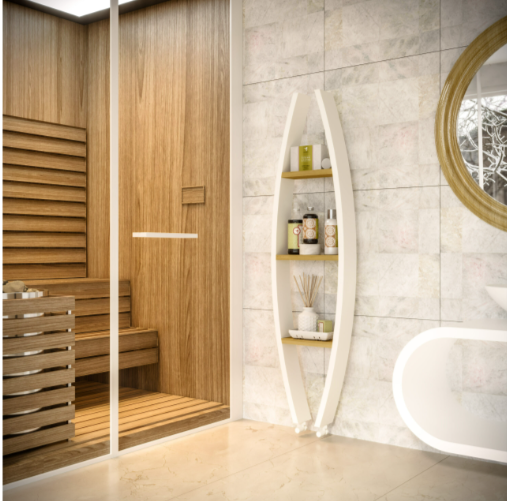Kartell Winnipeg Aluminium Heated Towel Rail with Shelves