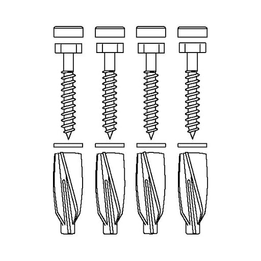 Pressalit Mounting Kit — 4 × Coach Screws Ø10 × 70 with GB14 Plugs & grey screw covers, for Aerated Concrete (Aircrete) (V8655)