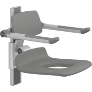 Pressalit PLUS Shower Seat 450 with Aperture incl. Backrest & Armrests, Manually Height Adjustable, Anthracite (R7435112)