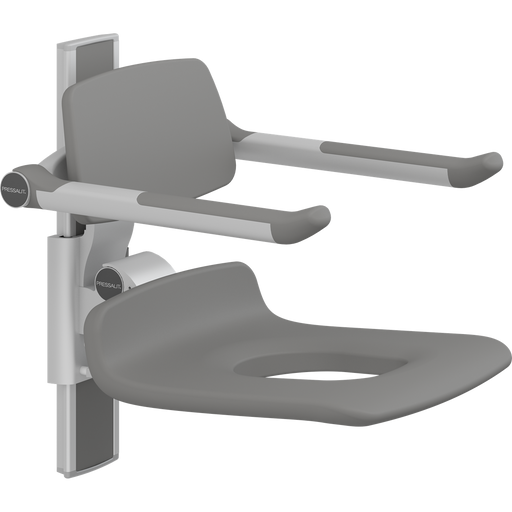 Pressalit PLUS Shower Seat 450 with Aperture incl. Backrest & Armrests, Manually Height Adjustable, Anthracite (R7435112)