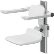 Pressalit PLUS Shower Seat 310 incl. Backrest & Armrests, Manually Height Adjustable, White (R7334000)