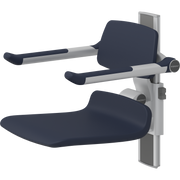 Pressalit PLUS Shower Seat 450 incl. Backrest & Armrests, Manually Height Adjustable, Dark Blue (R7434108)