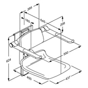 Pressalit PLUS Shower Seat 450 incl. Backrest & Armrests dimensioned drawing (R7464035)