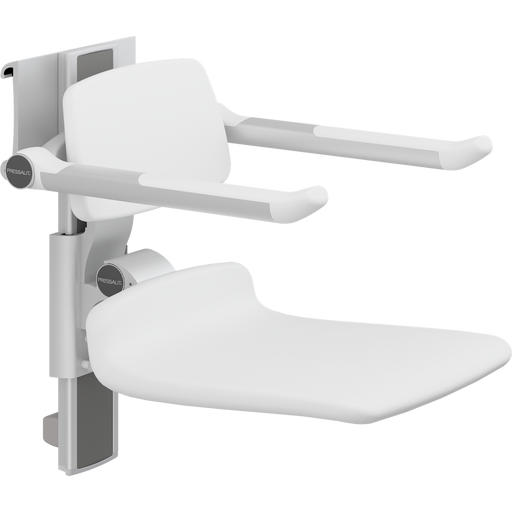 Pressalit PLUS Shower Seat 450 incl. Backrest & Armrests, Manually Height & Sideways Adjustable, White (R7464000)