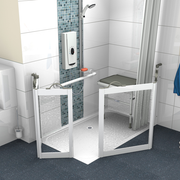 AKW Swift level access corner entry shower tray with TRUESEAL2 edge profile