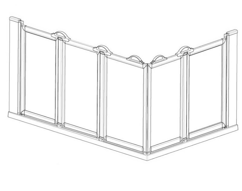 AKW Swift Option E5 half height shower screen – left hand configuration