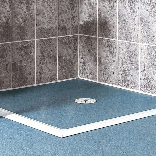 AKW aluminium wet room threshold kit fitted to a wet floor