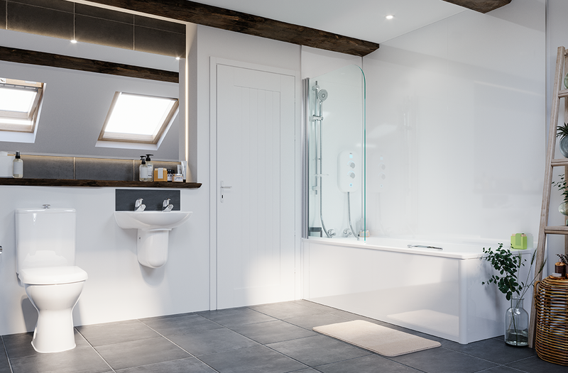 AKW Alveo PVC wall panels fitted in a modern wet room