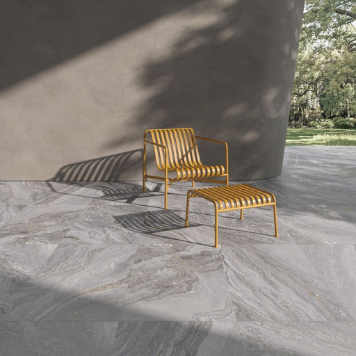 Amelia Grey Stone Effect Matt Porcelain Outdoor Paving Tile 600x1200x20mm