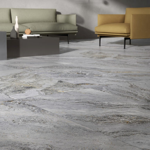 Amelia grey stone effect matt tile 600x1200mm - view 2